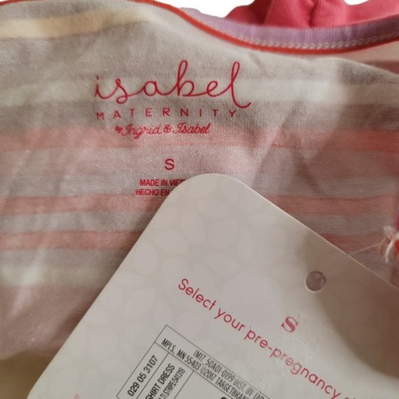 Isabel Maternity Women's White & Pink Below Knee Length Maternity Dress - Picture 6 of 7